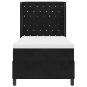 vidaXL Box Spring Bed with Mattress and LED Black 100 x 200 cm Velvet