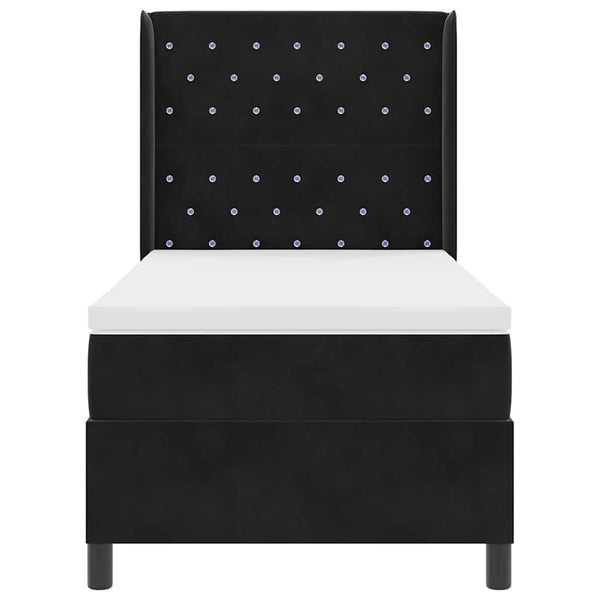 vidaXL Box Spring Bed with Mattress and LED Black 100 x 200 cm Velvet