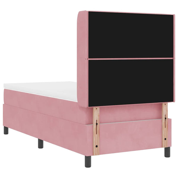 vidaXL Box Spring Bed with Mattress with LED Pink 100 x 200 cm Velvet
