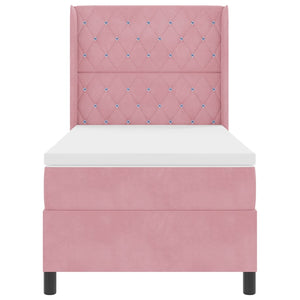 vidaXL Box Spring Bed with Mattress with LED Pink 100 x 200 cm Velvet
