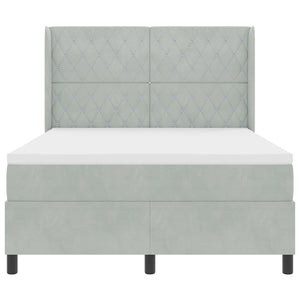 vidaXL Box spring bed with LED strips Light grey 140 x 190 cm Velvet