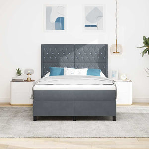 vidaXL Box Spring Bed with LED Strips Dark Grey 140 x 190 cm Velvet