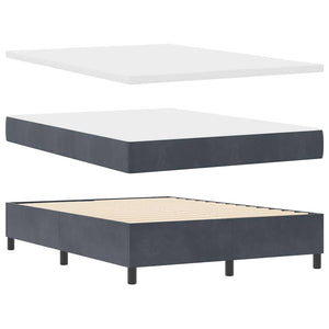 vidaXL Box Spring Bed with LED Strips Dark Grey 140 x 190 cm Velvet