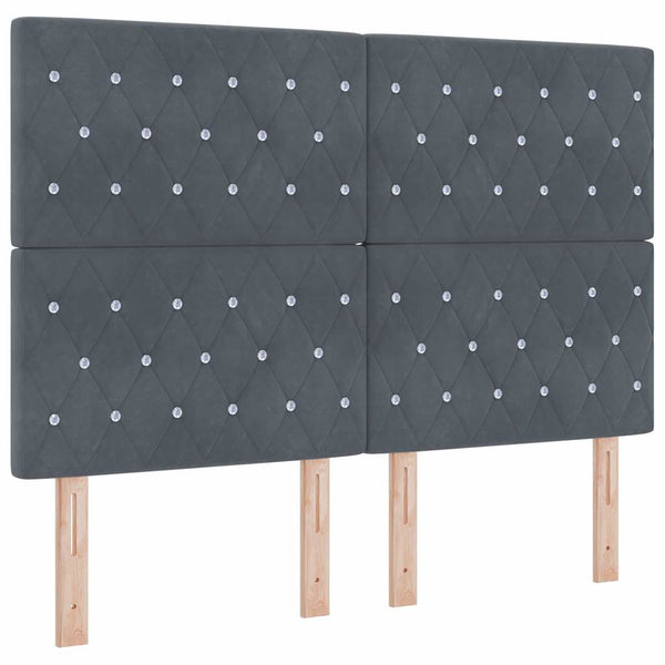 vidaXL Box Spring Bed with LED Strips Dark Grey 140 x 190 cm Velvet