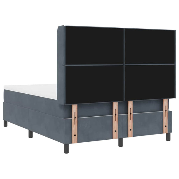 vidaXL Box Spring Bed with LED Strips Dark Grey 140 x 190 cm Velvet