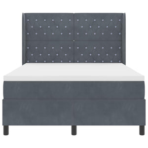 vidaXL Box Spring Bed with LED Strips Dark Grey 140 x 190 cm Velvet