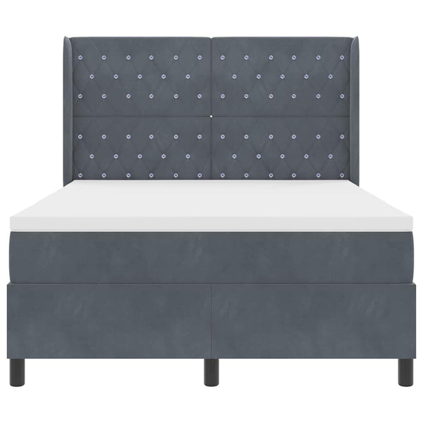 vidaXL Box Spring Bed with LED Strips Dark Grey 140 x 190 cm Velvet