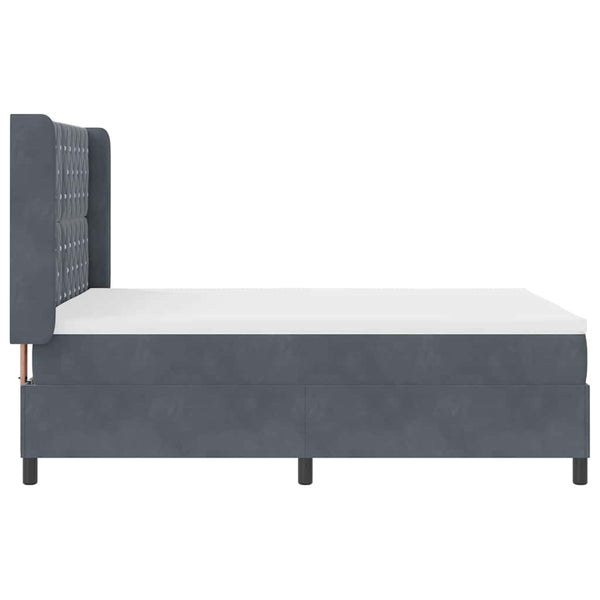 vidaXL Box Spring Bed with LED Strips Dark Grey 140 x 190 cm Velvet