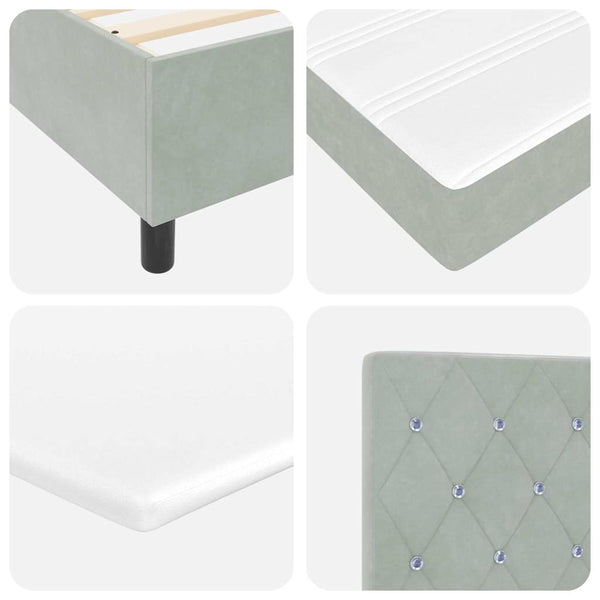 vidaXL Box Spring Bed with LED Light Strips Light Gray 140 x 200 cm Velvet