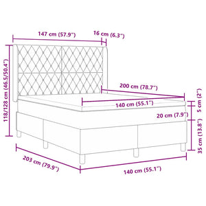 vidaXL Box Spring Bed with LED Light Strips Light Gray 140 x 200 cm Velvet