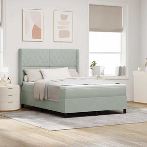 vidaXL Box Spring Bed with Mattress with LED Light Gray 160 x 200 cm Velvet