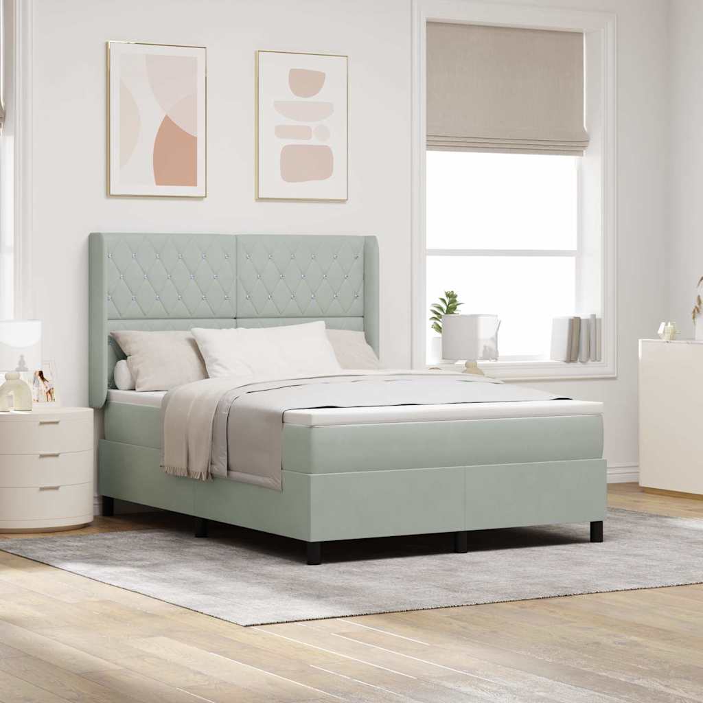 vidaXL Box Spring Bed with Mattress with LED Light Gray 160 x 200 cm Velvet