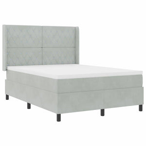 vidaXL Box Spring Bed with Mattress with LED Light Gray 160 x 200 cm Velvet
