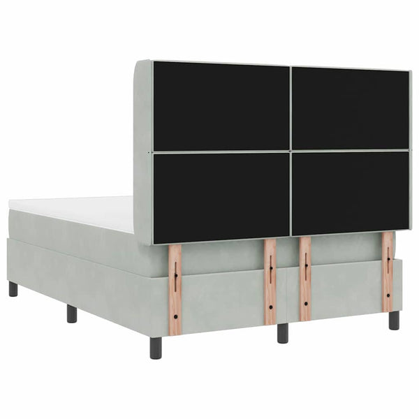 vidaXL Box Spring Bed with Mattress with LED Light Gray 160 x 200 cm Velvet