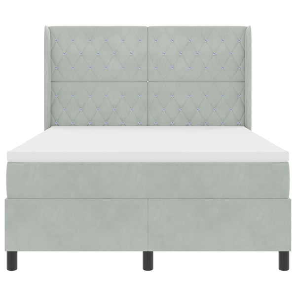 vidaXL Box Spring Bed with Mattress with LED Light Gray 160 x 200 cm Velvet