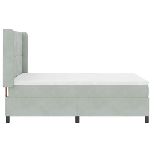 vidaXL Box Spring Bed with Mattress with LED Light Gray 160 x 200 cm Velvet
