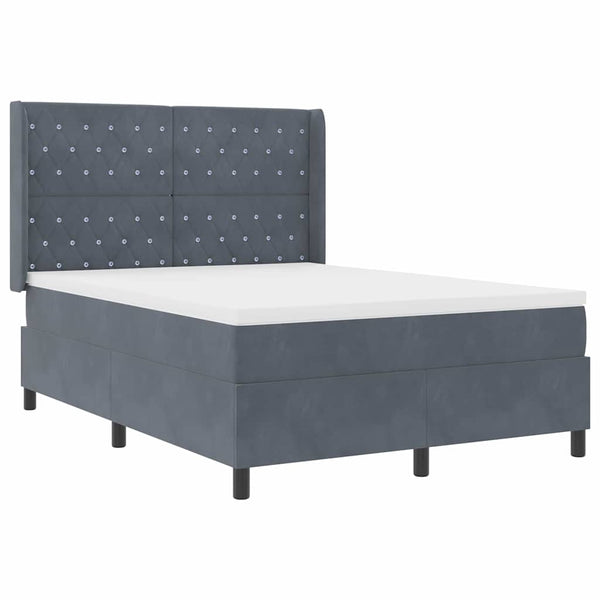 vidaXL Box Spring Bed with Mattress with LED Dark Grey 160 x 200 cm Velvet