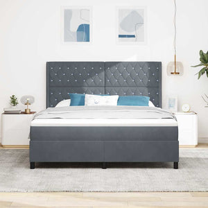 vidaXL Box Spring Bed with Mattress with LED Dark Gray 180 x 200 cm Velvet