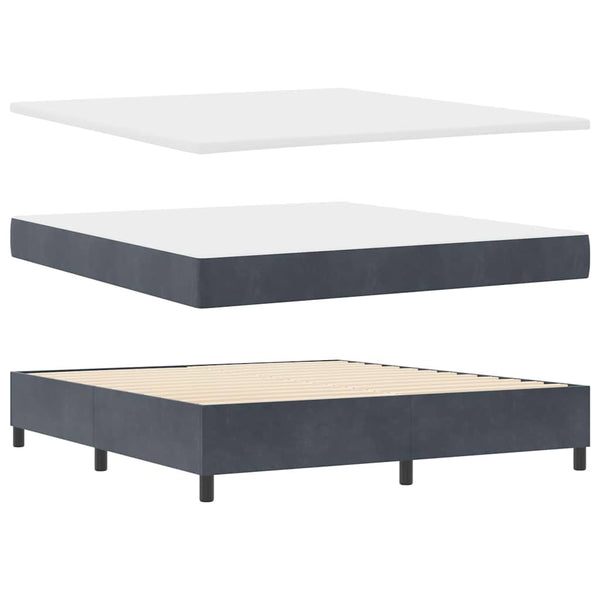 vidaXL Box Spring Bed with Mattress with LED Dark Gray 180 x 200 cm Velvet