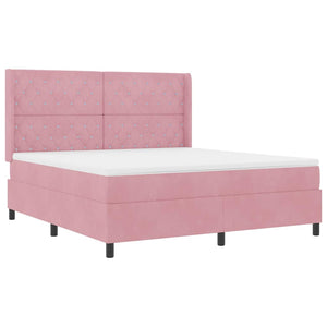 vidaXL Box Spring Bed with Mattress with LED Pink 180 x 200 cm Velvet
