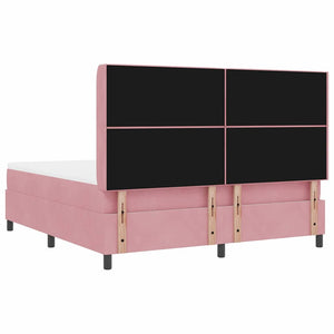 vidaXL Box Spring Bed with Mattress with LED Pink 180 x 200 cm Velvet