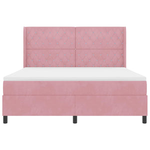 vidaXL Box Spring Bed with Mattress with LED Pink 180 x 200 cm Velvet