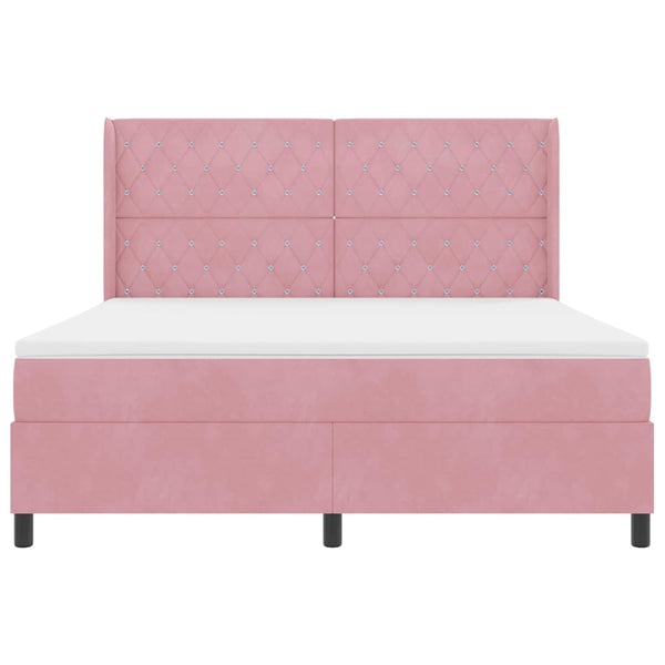 vidaXL Box Spring Bed with Mattress with LED Pink 180 x 200 cm Velvet