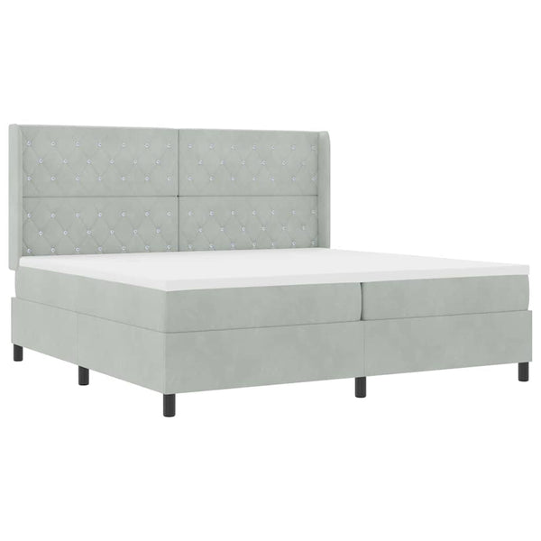 vidaXL Box Spring Bed with Mattress with LED Light Gray 200 x 200 cm Velvet