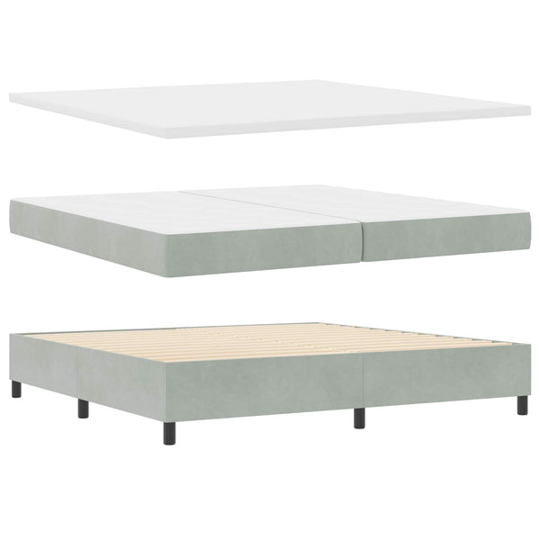 vidaXL Box Spring Bed with Mattress with LED Light Gray 200 x 200 cm Velvet