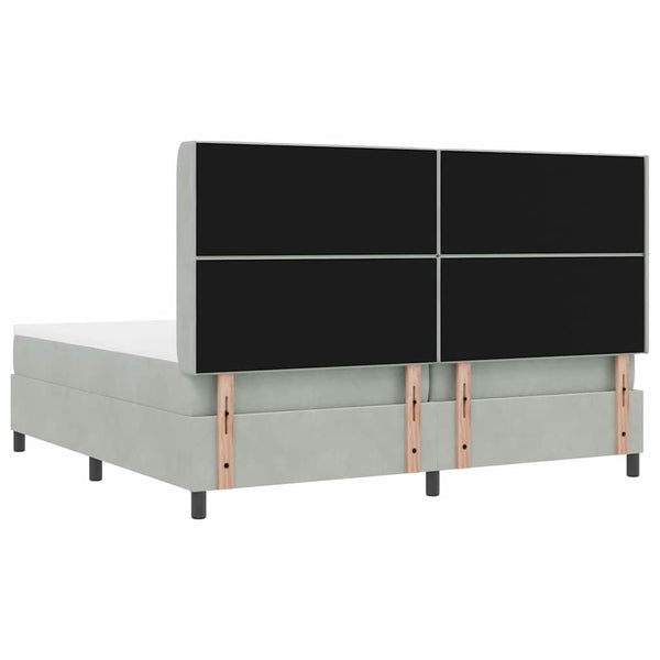 vidaXL Box Spring Bed with Mattress with LED Light Gray 200 x 200 cm Velvet