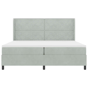 vidaXL Box Spring Bed with Mattress with LED Light Gray 200 x 200 cm Velvet