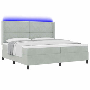 vidaXL Box Spring Bed with Mattress with LED Light Gray 200 x 200 cm Velvet