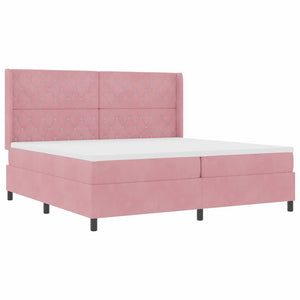 vidaXL Box Spring Bed with Mattress with LED Pink 200 x 200 cm Velvet
