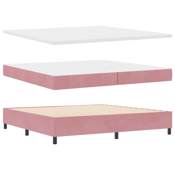 vidaXL Box Spring Bed with Mattress with LED Pink 200 x 200 cm Velvet
