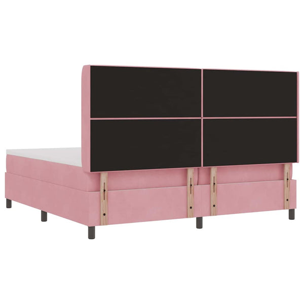vidaXL Box Spring Bed with Mattress with LED Pink 200 x 200 cm Velvet
