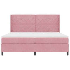 vidaXL Box Spring Bed with Mattress with LED Pink 200 x 200 cm Velvet