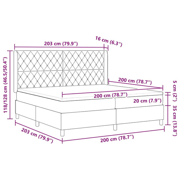 vidaXL Box Spring Bed with Mattress with LED Pink 200 x 200 cm Velvet