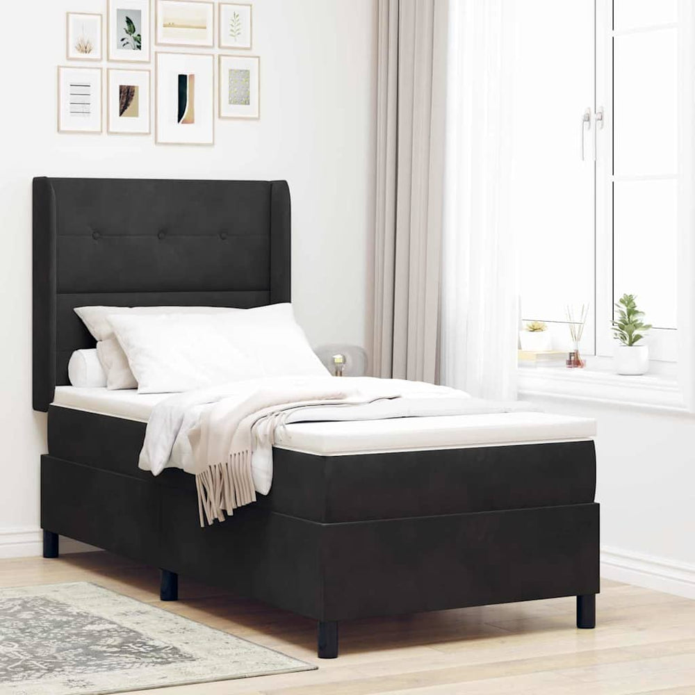 vidaXL Box Spring Bed with Mattress and LED Black 80 x 200 cm Velvet