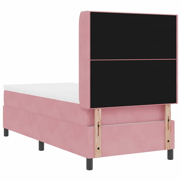 vidaXL Box Spring Bed with Mattress with LED Pink 80 x 200 cm Velvet