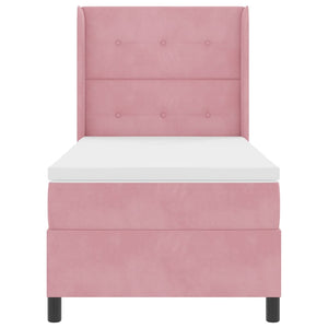 vidaXL Box Spring Bed with Mattress with LED Pink 80 x 200 cm Velvet