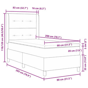 vidaXL Box Spring Bed with Mattress with LED Pink 80 x 200 cm Velvet