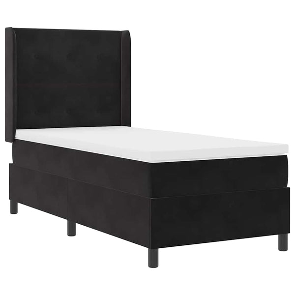 vidaXL Box Spring Bed with Mattress and LED Black 90 x 190 cm Velvet