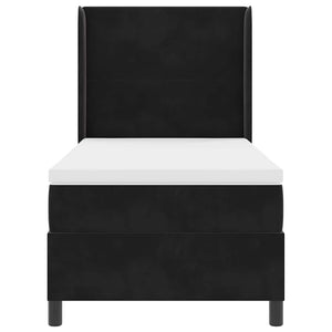 vidaXL Box Spring Bed with Mattress and LED Black 90 x 200 cm Velvet