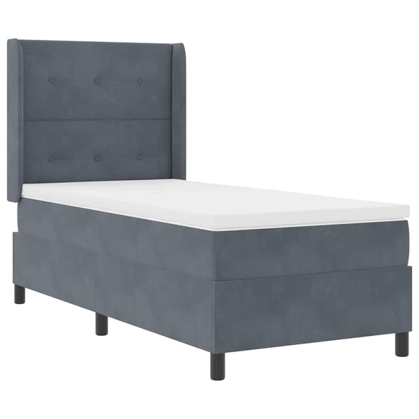 vidaXL Box Spring Bed with Mattress with LED Dark Grey 100 x 200 cm Velvet