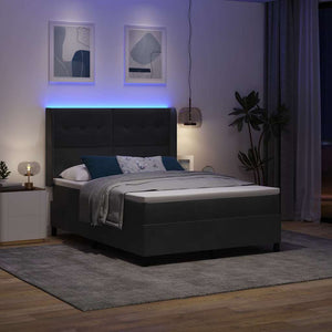 vidaXL Box Spring Bed with LED Strip Lights Black 140 x 190 cm Velvet