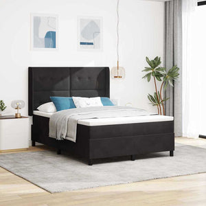 vidaXL Box Spring Bed with LED Strip Lights Black 140 x 190 cm Velvet