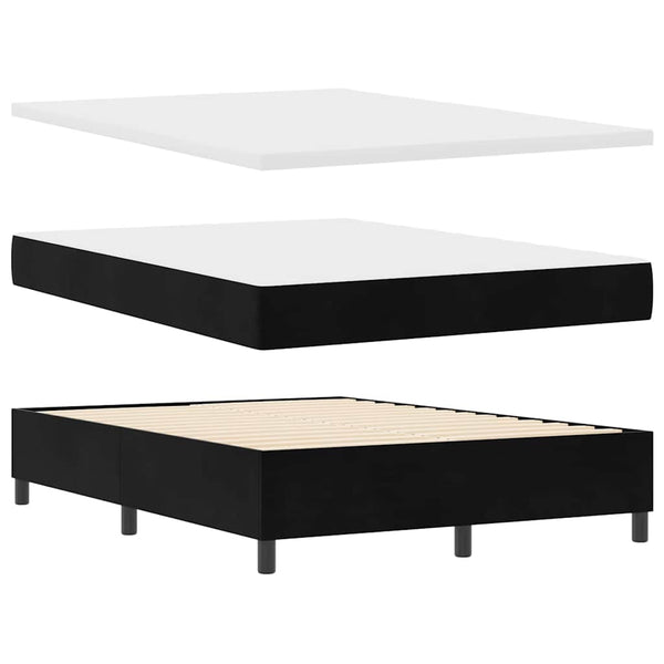 vidaXL Box Spring Bed with LED Strip Lights Black 140 x 190 cm Velvet