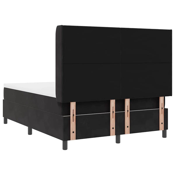 vidaXL Box Spring Bed with LED Strip Lights Black 140 x 190 cm Velvet