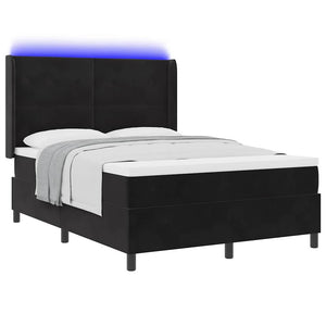vidaXL Box Spring Bed with LED Strip Lights Black 140 x 190 cm Velvet