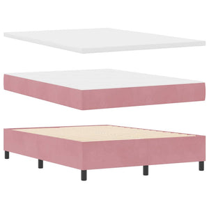 vidaXL Box Spring Bed with LED Strips Pink 140 x 200 cm Velvet